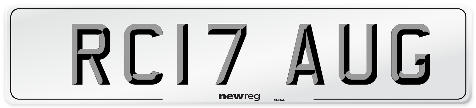 RC17 AUG Number Plate from New Reg